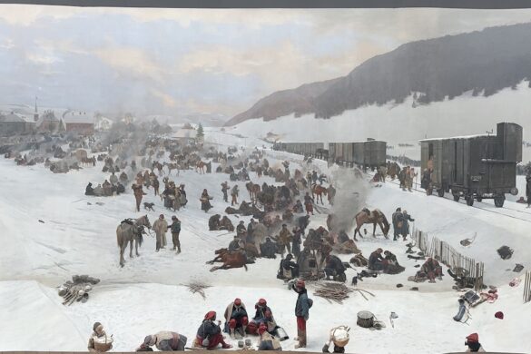 Water swirling in a glacial pothole simulation inside Glacier Gardens, Lucerne