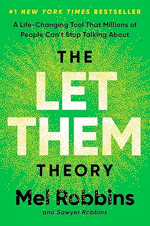 Green book cover with bold white title text "The Let Them Theory" by Mel Robbins