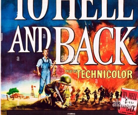 Vintage movie poster for To Hell and Back starring Audie Murphy, based on his wartime memoir.