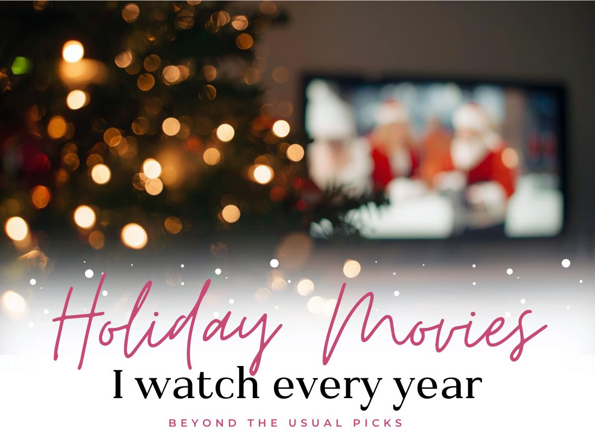 Christmas tree glowing beside a television in a cozy living room