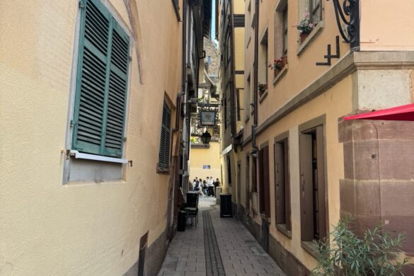 Narrow alleyway between buildings in Strasbourg