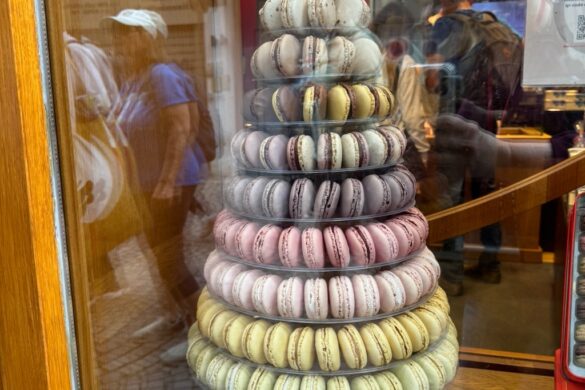 Display of pastries and sweets inside a shop in Strasbourg