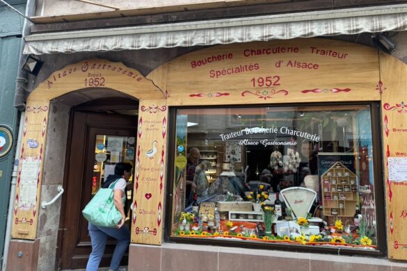 Storefront along a street in Strasbourg