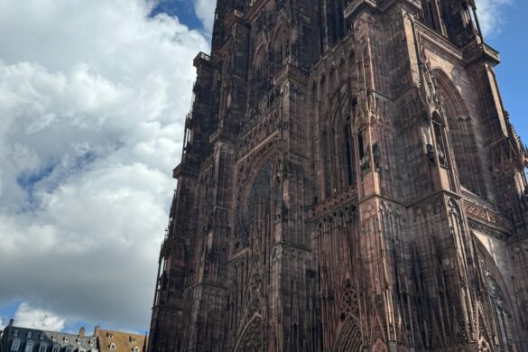 Exterior view of Strasbourg Cathedral showing the Gothic tower
