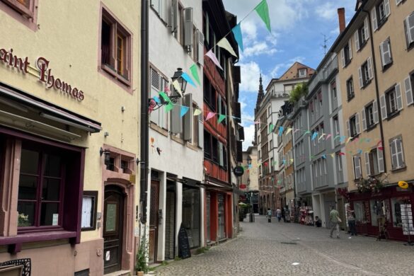 Open street view with buildings in Strasbourg, France