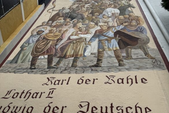 modern plaque referencing Karl der Große Charlemagne installed in Koblenz