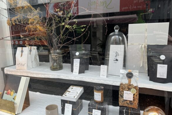 artisan shop window display with pottery and decor in Koblenz