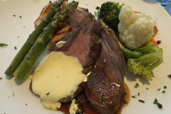 plated dinner served aboard the river cruise ship