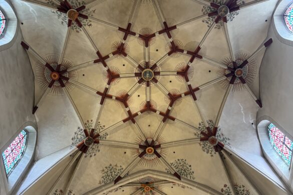Alt text: star-patterned vaulted ceiling inside St. Castor Basilica in Koblenz