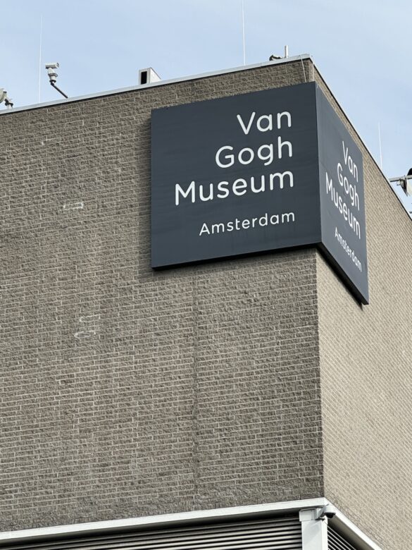 Sign for the Van Gogh Museum in Amsterdam mounted on the museum building