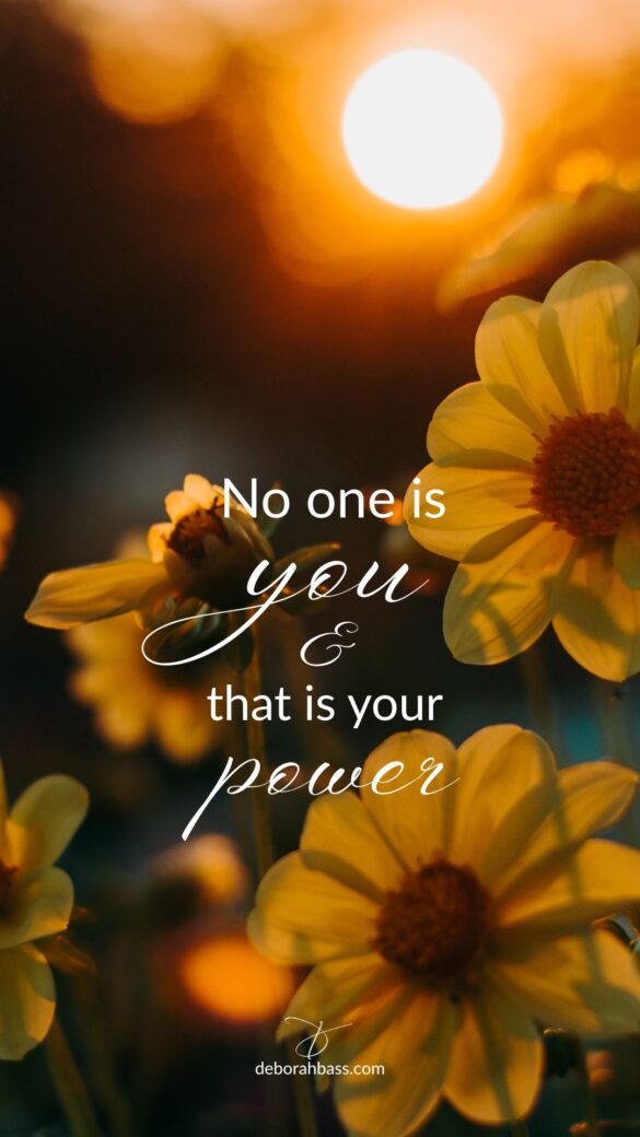 Inspirational phone wallpaper with floral background and quote about personal power