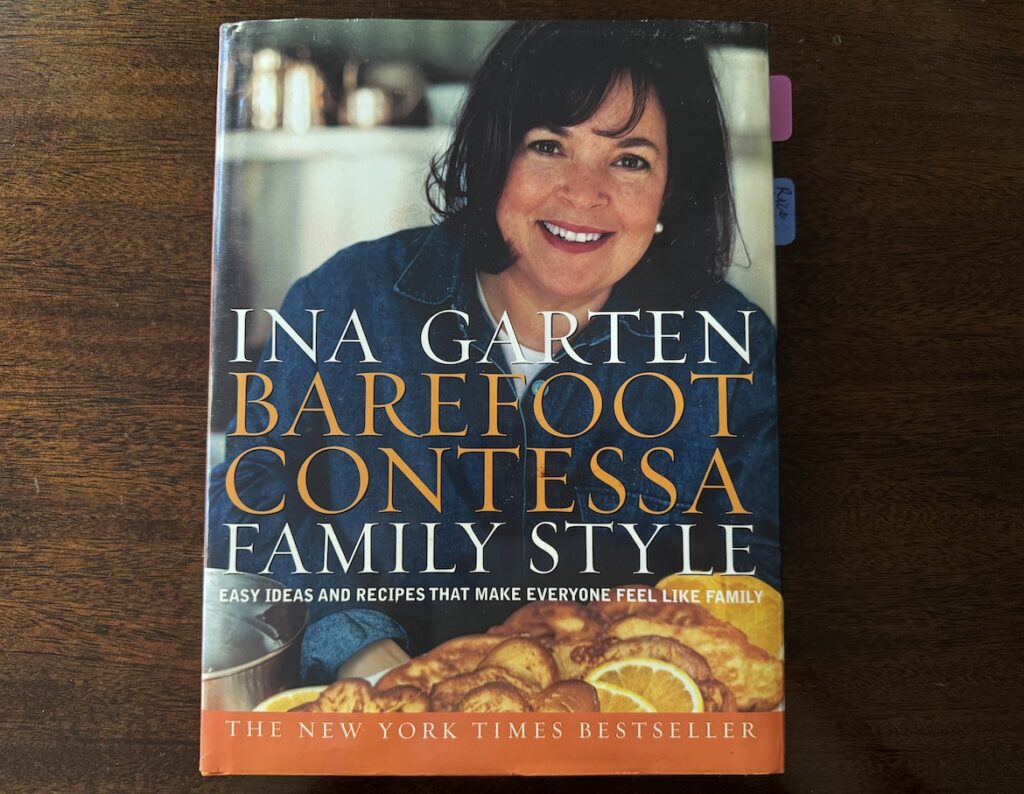 Ina Garten Barefoot Contessa cookbook on wooden table