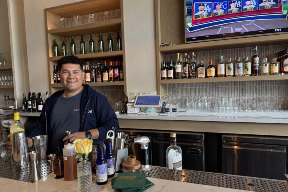 Bartender at the Sipeos tasting bar in Walnut Creek preparing drinks