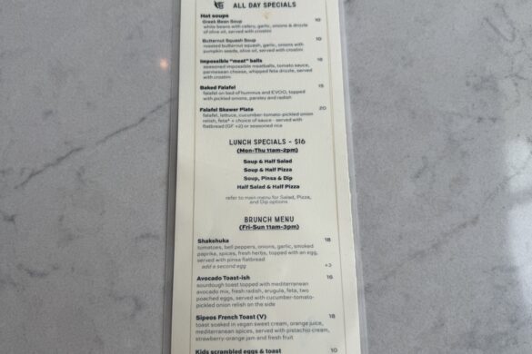Sipeos restaurant menu showing all-day specials, lunch specials, and brunch offerings in Walnut Creek