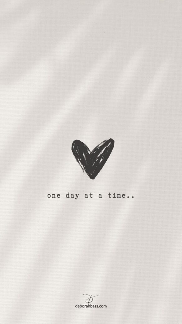 One Day at a Time Phone Wallpaper One day at a time phone wallpaper with hand-drawn black heart on a soft beige background